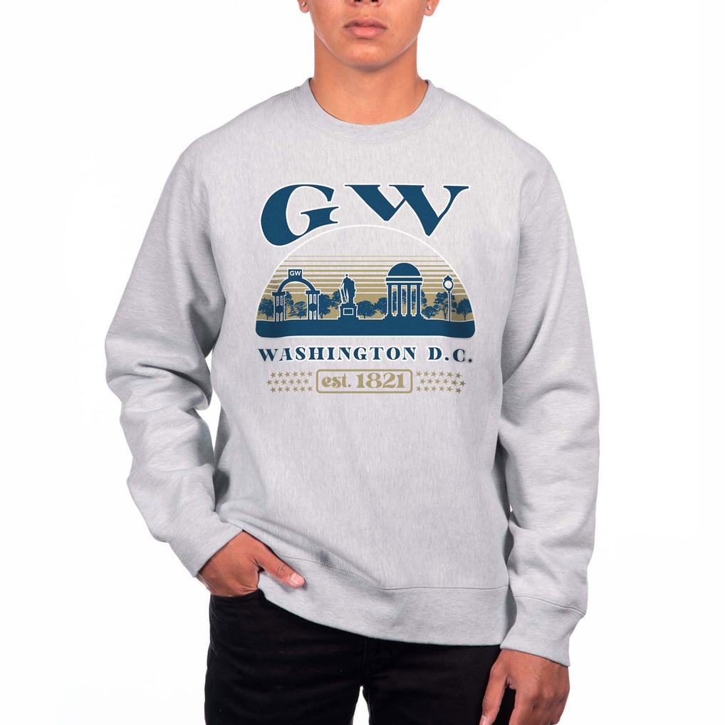 George Washington University Uscape Apparel Premium Heavyweight Pullover Sweatshirt - Heather Gray