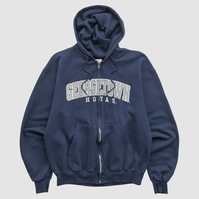 Georgetown Hoyas Champion 2000s Hooded Full Zip Sweatshirt - Navy - M by Fanatics Real Vintage