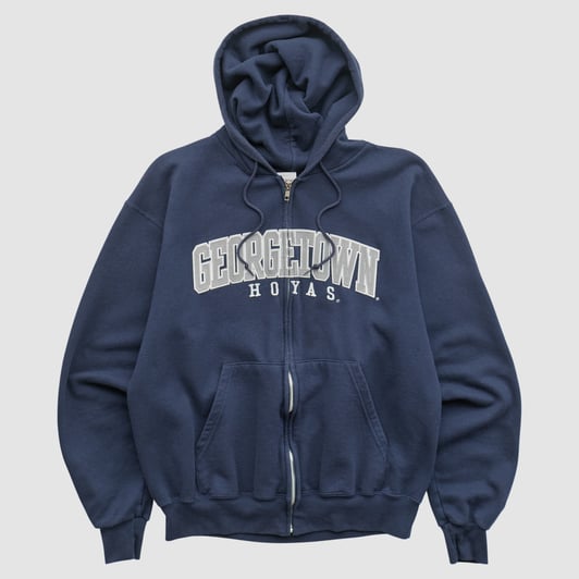 Georgetown Hoyas Champion 2000s Hooded Full Zip Sweatshirt - Navy - M by Fanatics Real Vintage