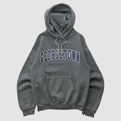 Georgetown Hoyas Champion 2000s Hooded Pullover Sweatshirt - Dark Heather Gray - XS by Fanatics Real Vintage