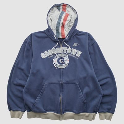 Georgetown Hoyas Nike 2000s Hooded Full Zip Sweatshirt - Navy - M by Fanatics Real Vintage