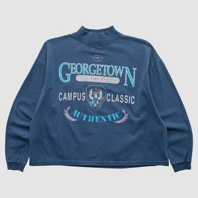 Georgetown Hoyas Ross International 80s Long Sleeve T-shirt - Navy - L by Fanatics Real Vintage