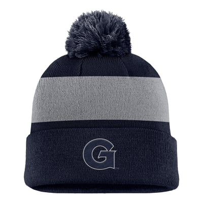 Georgetown Hoyas Nike Primetime Logo Stripe Knit Hat with Pom - Navy