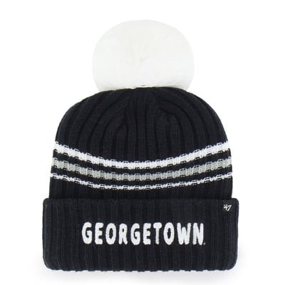  Georgetown Hoyas '47 Women's Seasonal Fuzzy Script Big Pom Knit Hat - Navy