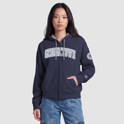 Georgetown Hoyas Champion Women's Arch Full-Zip Fleece Hoodie - Navy