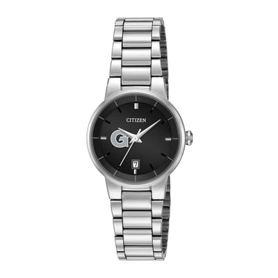Georgetown Hoyas Citizen Watch Women's Black Dial Stainless Steel Watch - Silver