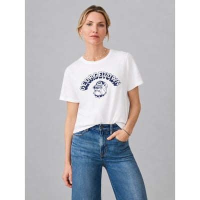 Georgetown Hoyas FAHERTY Women's Sunwashed Essential T-Shirt - White