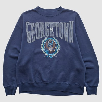 Georgetown University 90s Pullover Sweatshirt - Navy - S by Fanatics Real Vintage