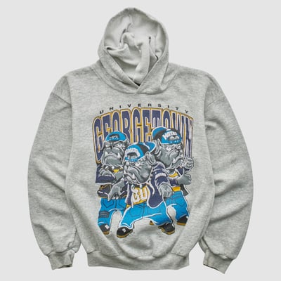 Georgetown University Pro-1 Sports 90s Hooded Pullover Sweatshirt - Heather Gray - Yth L by Fanatics Real Vintage