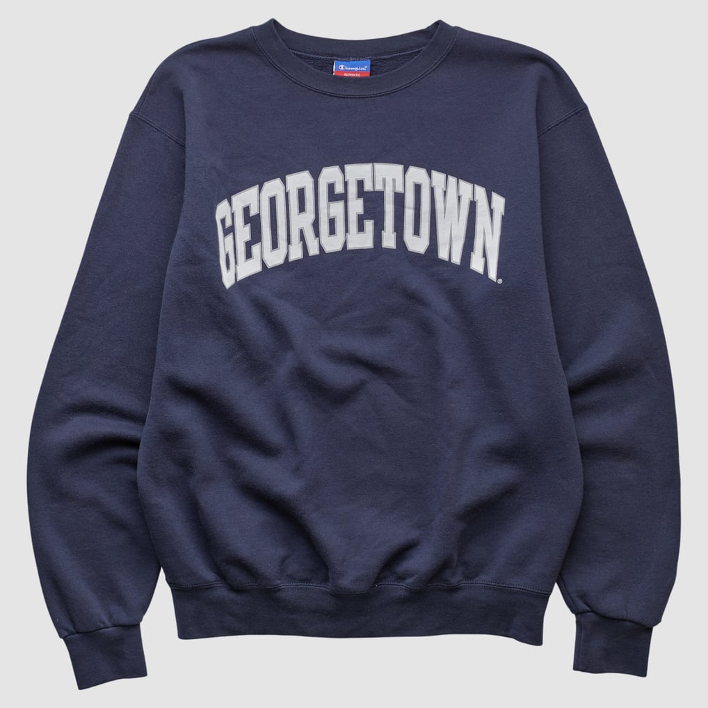 Georgetown University Champion 2000s Pullover Sweatshirt - Navy - S by Fanatics Real Vintage
