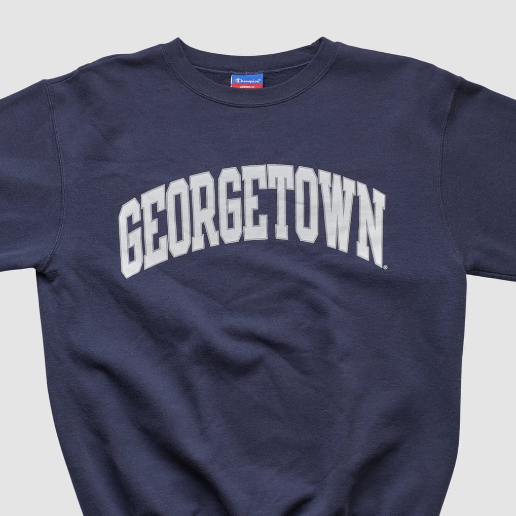 Georgetown University Champion 2000s Pullover Sweatshirt - Navy - S by Fanatics Real Vintage