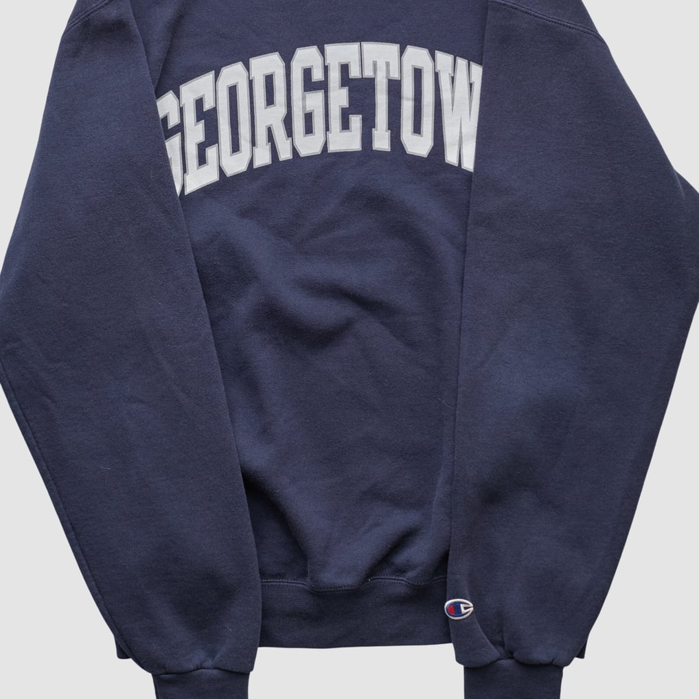 Georgetown University Champion 2000s Pullover Sweatshirt - Navy - S by Fanatics Real Vintage