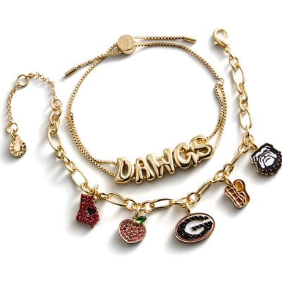 Georgia Bulldogs BaubleBar Two-Piece Delicate Charm & Slogan Bracelet Set