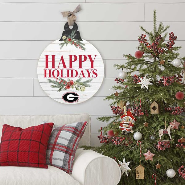 Georgia Bulldogs Happy Holidays Ornament Sign - Image 3