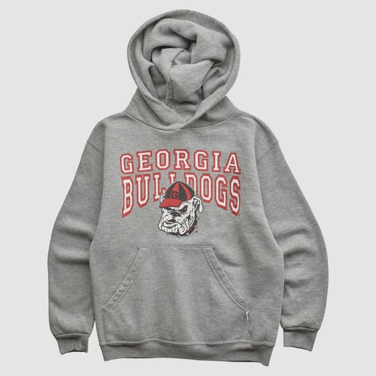 Georgia Bulldogs Russell 90s Hooded Pullover Sweatshirt - Gray - Yth S by Fanatics Real Vintage