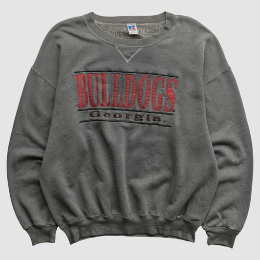 Georgia Bulldogs Russell 90s Pullover Sweatshirt - Dark Heather Gray - L by Fanatics Real Vintage