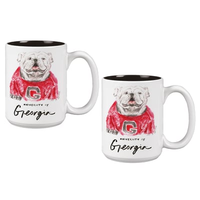 Georgia Bulldogs Two-Piece 15oz. Laura Wilcox Mascot Mug Set