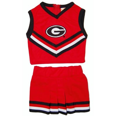 Georgia Bulldogs Little King Girls Toddler Two-Piece Cheer V-Neck Top & Skirt Set - Red