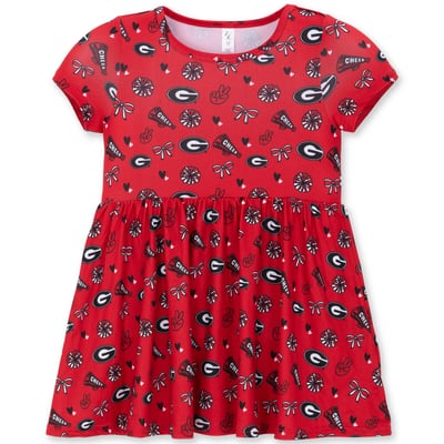 Georgia Bulldogs ZooZatz Girls Toddler All-Over Print Short Sleeve Dress - Red