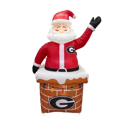 Georgia Bulldogs Logo Brands Santa in Chimney Yard Inflatable