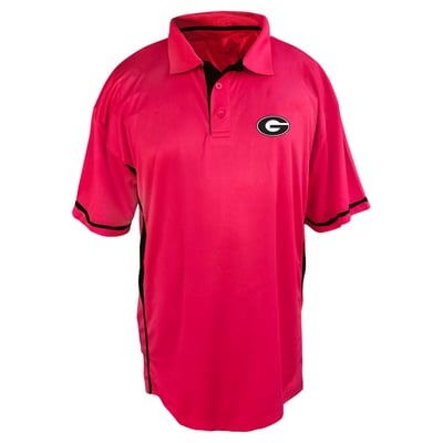 Georgia Bulldogs Profile Color Block Panel Polo Men's Big and Tall - Red