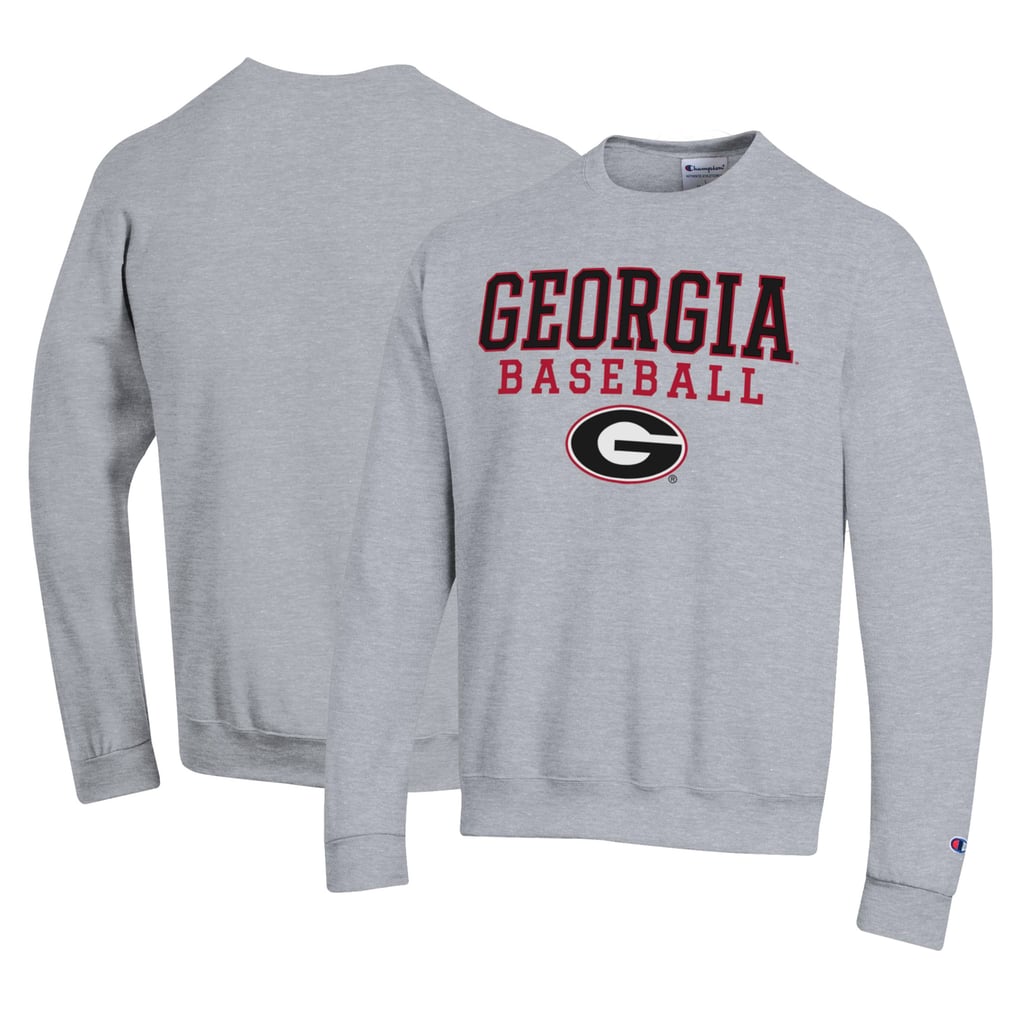 Georgia Bulldogs Champion Stack Logo Baseball Powerblend Pullover Sweatshirt - Gray