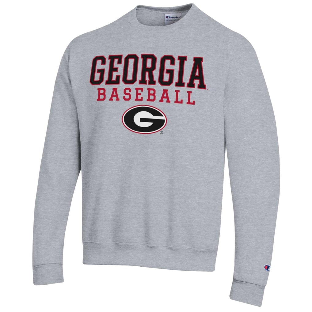 Georgia Bulldogs Champion Stack Logo Baseball Powerblend Pullover Sweatshirt - Gray