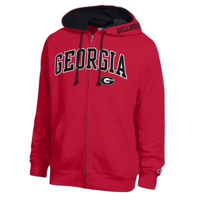 Georgia Bulldogs Champion Arch Logo Full-Zip Fleece Hoodie - Red