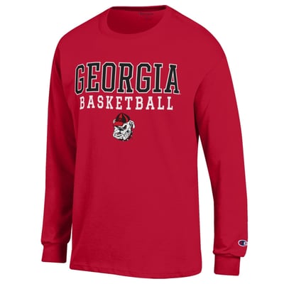 Georgia Bulldogs Champion Basketball Stack Long Sleeve T-Shirt - Red