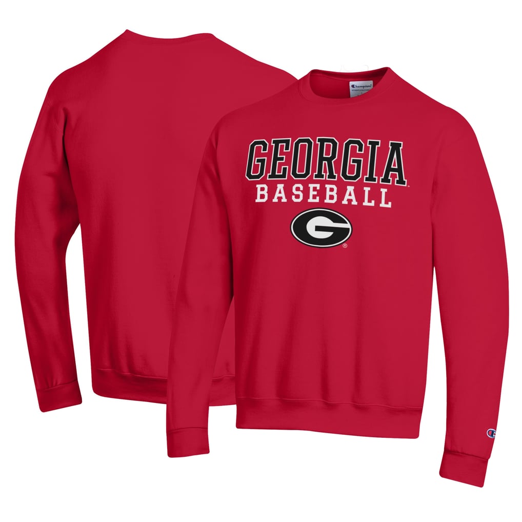 Georgia Bulldogs Champion Stack Logo Baseball Powerblend Pullover Sweatshirt - Red