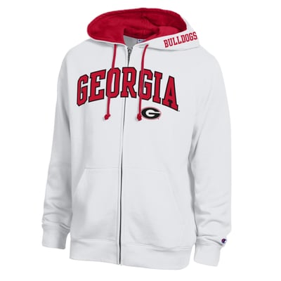 Georgia Bulldogs Champion Arch Logo Full-Zip Fleece Hoodie - White