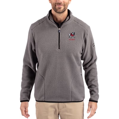 Georgia Bulldogs Cutter & Buck Alumni Logo Cascade Eco Sherpa Fleece Quarter-Zip Jacket - Gray