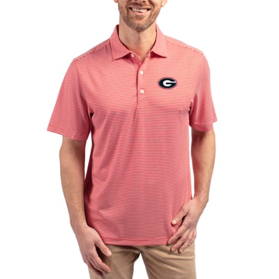  Georgia Bulldogs Cutter & Buck Forge Recycled Double Stripe 4-Way Stretch Polo - Red