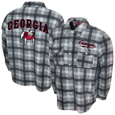 Georgia Bulldogs Franchise Club Sherpa Flannel Full-Button Jacket - Gray