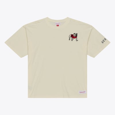  Georgia Bulldogs Mitchell & Ness Oversized Heritage Hue T-Shirt - Cream