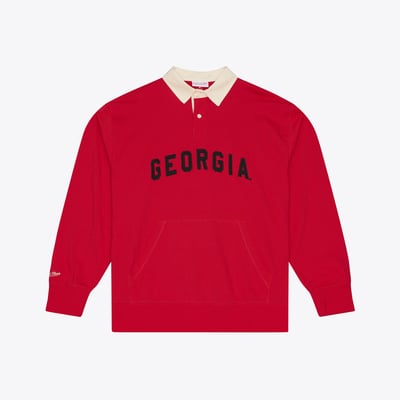 Georgia Bulldogs Mitchell & Ness Retro Roots French Terry Fleece Polo - Red