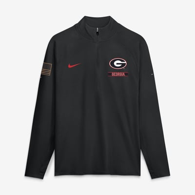 Georgia Bulldogs Nike 2026 Military Appreciation Stride Raglan Dri-FIT Half-Zip Pullover - Black