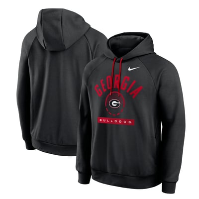  Georgia Bulldogs Nike Courtside Practice Dri-FIT Raglan Fleece Hoodie - Black