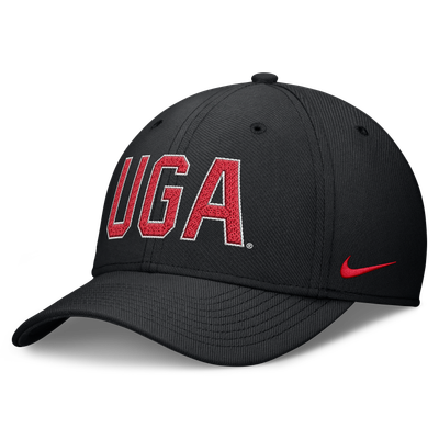 Georgia Bulldogs Nike Letter Rise SwooshFlex Dri-FIT Hat - Black
