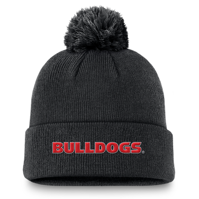  Georgia Bulldogs Nike Peak Cuffed Knit Hat With Pom - Black