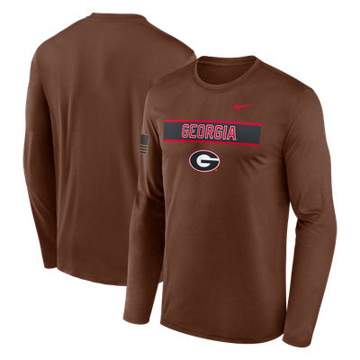 Georgia Bulldogs Nike 2026 Military Appreciation Dri-FIT Long Sleeve T-Shirt - Brown