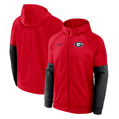 Georgia Bulldogs Nike Primetime Primary Logo Therma-FIT Raglan Full-Zip Hoodie - Red