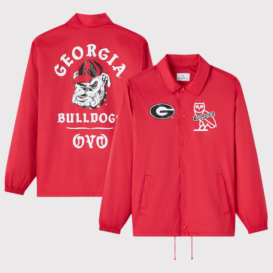Georgia Bulldogs OVO Full-Snap Coaches Jacket - Red