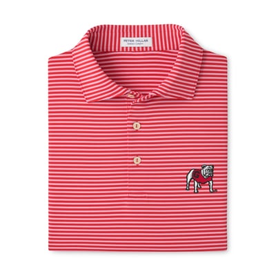  Georgia Bulldogs Peter Millar Tiebreaker Performance Jersey Stripe Polo - Red