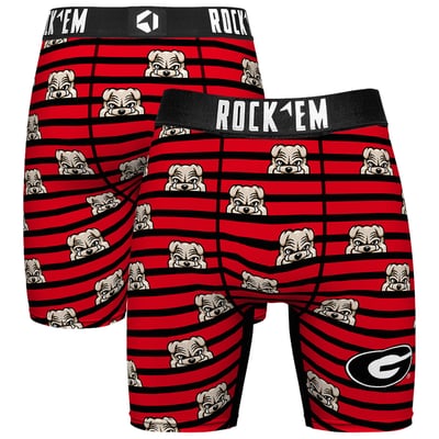  Georgia Bulldogs Rock Em Mascot Stripes Boxer Briefs - Red