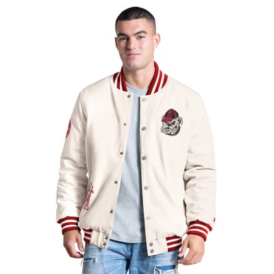 Georgia Bulldogs Starter Spectator Varsity Full Snap Jacket - White