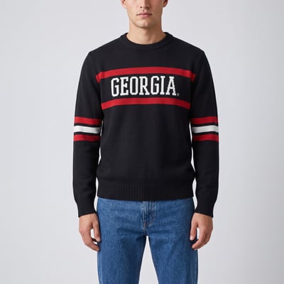  Georgia Bulldogs Uscape Apparel Renew Sleeve Stripe Sweater - Black