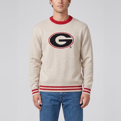  Georgia Bulldogs Uscape Apparel Renew Varsity Sweater - Cream