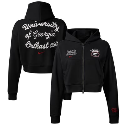 Nike x Class Trip x UGA x Outkast Black Women's Cropped Full-Zip Hoodie