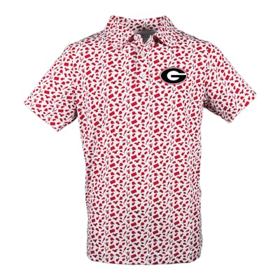 Georgia Bulldogs Garb Toddler Tom Allover Print Performance Polo - White